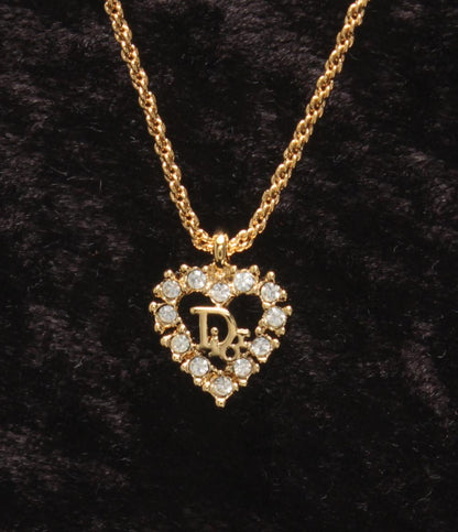 美品 Christian Dior ネックレス イヤリング Diorロゴ ハートモチーフ 2点セット レディース クリスチャンディオール