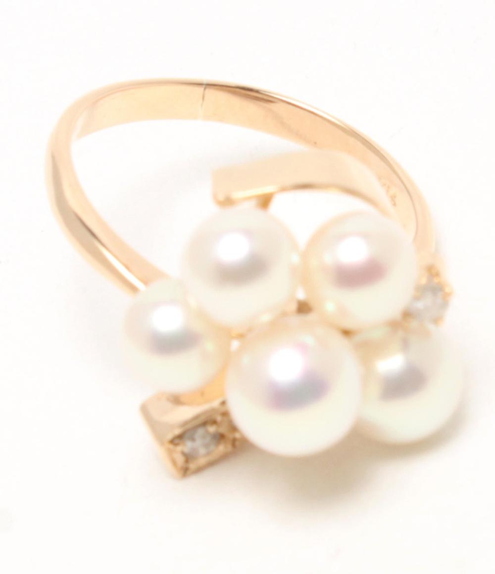 美品 リング 指輪 K14 パール ダイヤ レディース SIZE 7号