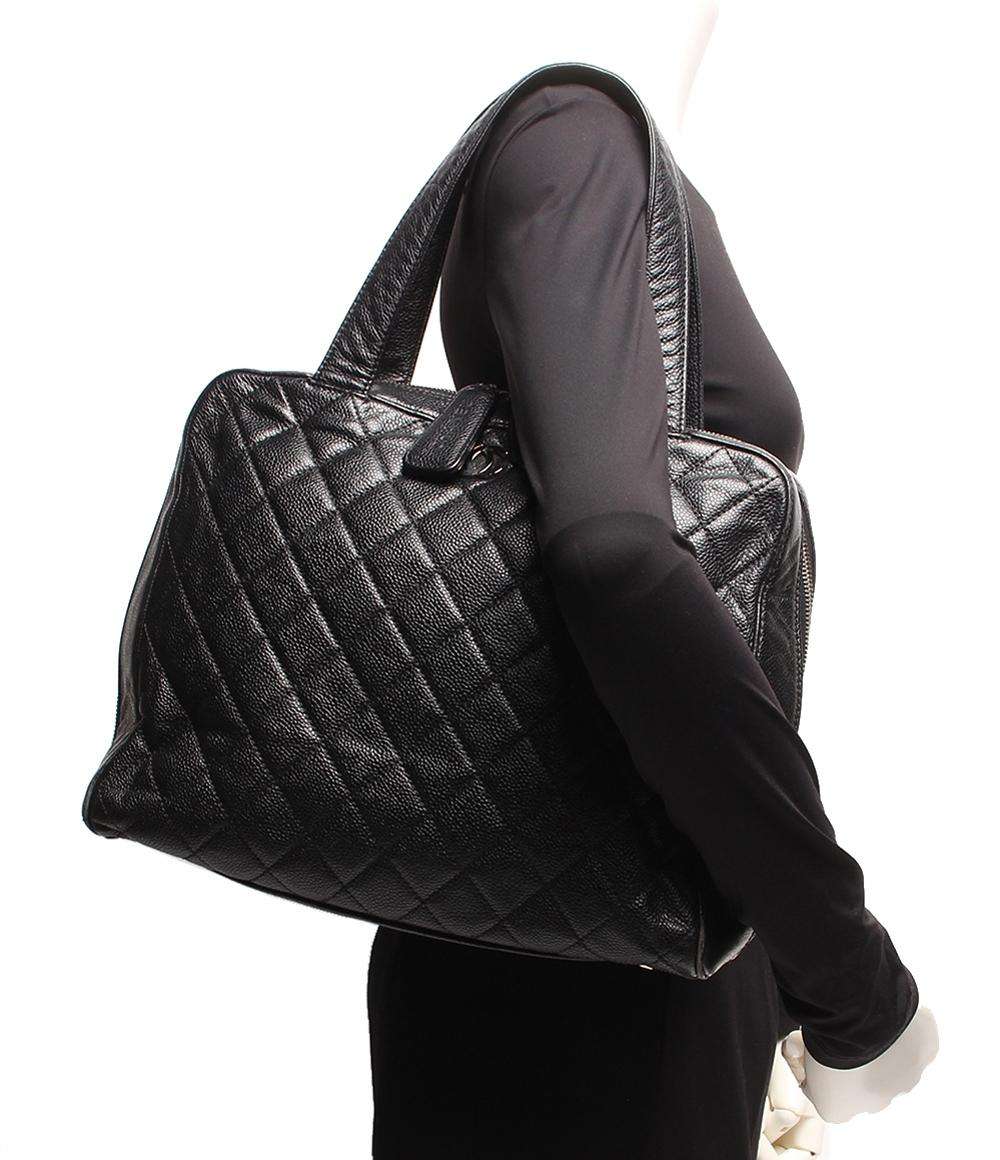 シャネル レザーショルダーバッグ ココマーク シルバー金具 マトラッセ キャビアスキン レディース CHANEL