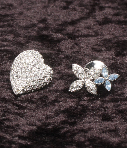 SWAROVSKI ピンブローチ ハートモチーフ 2点セット レディース スワロフスキー