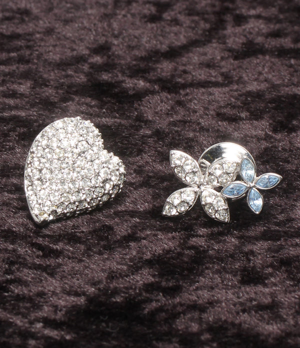 SWAROVSKI ピンブローチ ハートモチーフ 2点セット レディース