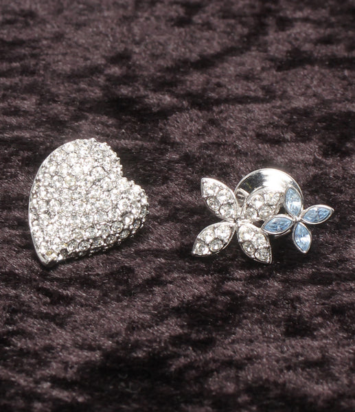 SWAROVSKI ピンブローチ ハートモチーフ 2点セット レディース