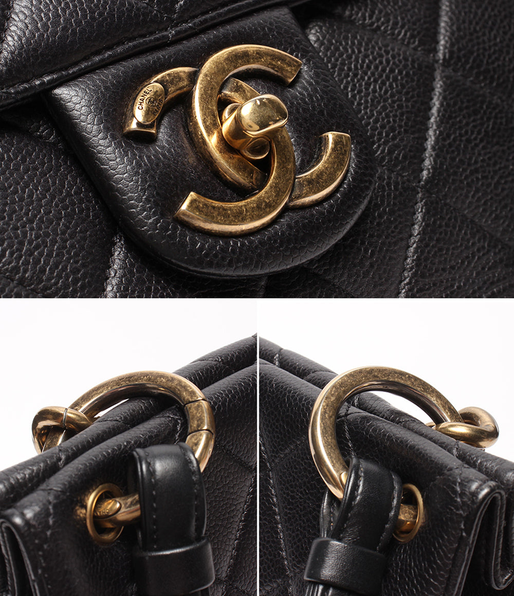 CHANEL 2WAYチェーンハンドバッグ ショルダーバッグ 肩掛け ゴールド金具 マトラッセ キャビアスキン 18番台 レディース シャネル