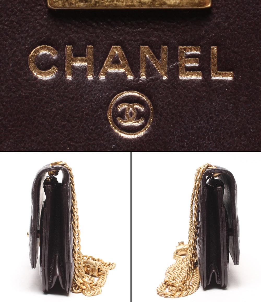 CHANEL チェーンウォレット ゴールド金具 マトラッセ ラムスキン AP3043 レディース シャネル