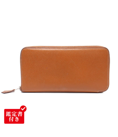 HERMES ラウンドファスナー長財布 T刻印 シルバー金具 アザップロング シルクイン レディース エルメス