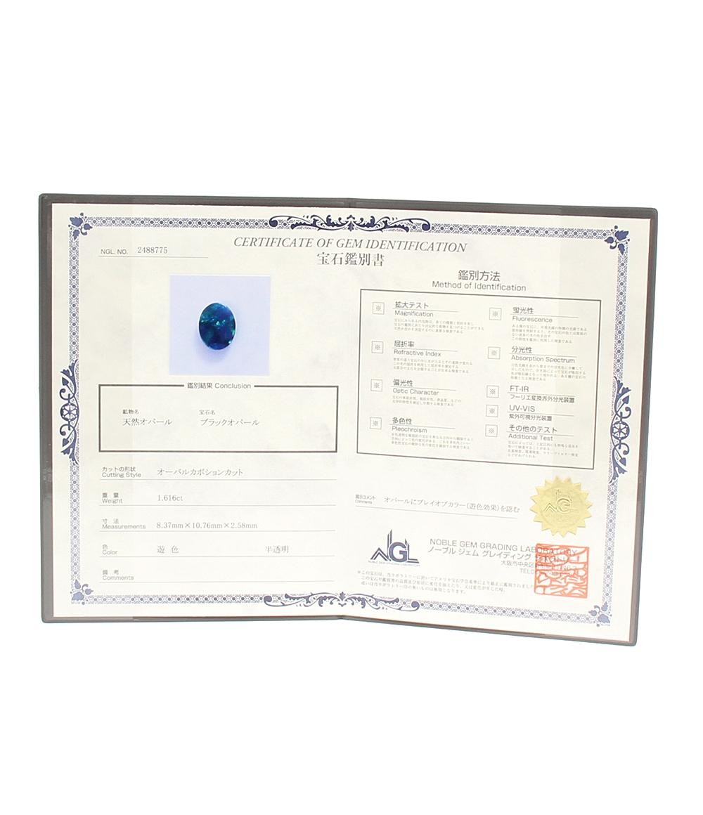 美品 ネックレス Pt900 Pt850 ブラックオパール 1.616ct ダイヤ 0.18ct レディース