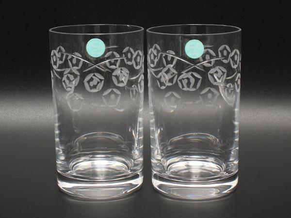 美品 TIFFANY&Co. グラス タンブラー 2点セット ペア 花柄 ティファニー
