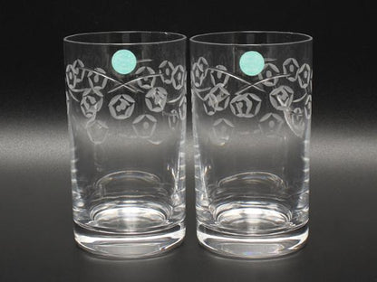美品 TIFFANY&Co. グラス タンブラー 2点セット ペア 花柄 ティファニー