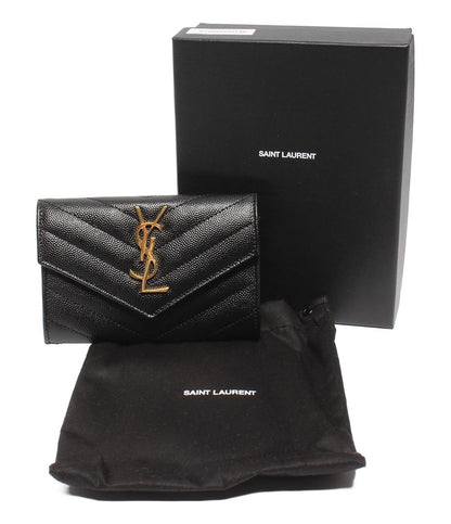美品 SAINT LAURENT PARIS モノグラムスモールエンベロープウォレット ミニ財布 レディース サンローランパリ