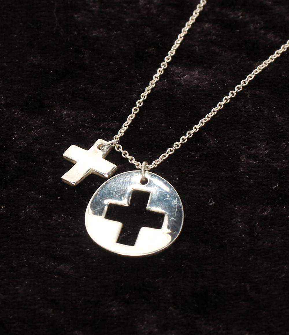 美品 ティファニー ネックレス SV925 ラウンド クロス レディース TIFFANY&Co.