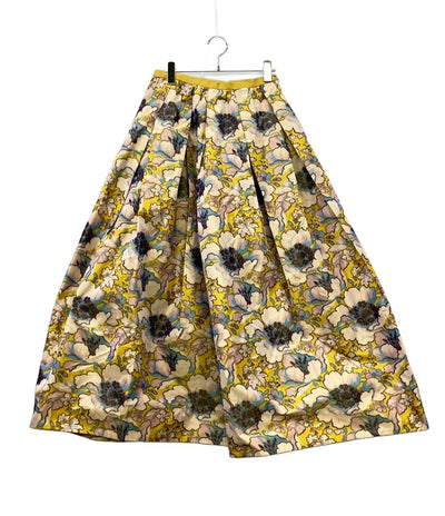 Drawer ロングスカート フラワープリント タックフレア 6524-299-1665 レディース SIZE 36 (XS) ドゥロワー