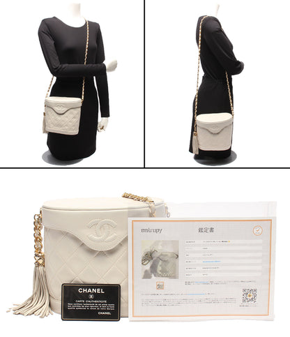 CHANEL チェーンショルダーバッグ バニティケース ゴールド金具 マトラッセ シングルチェーン ラムスキン 1番台 レディース シャネル