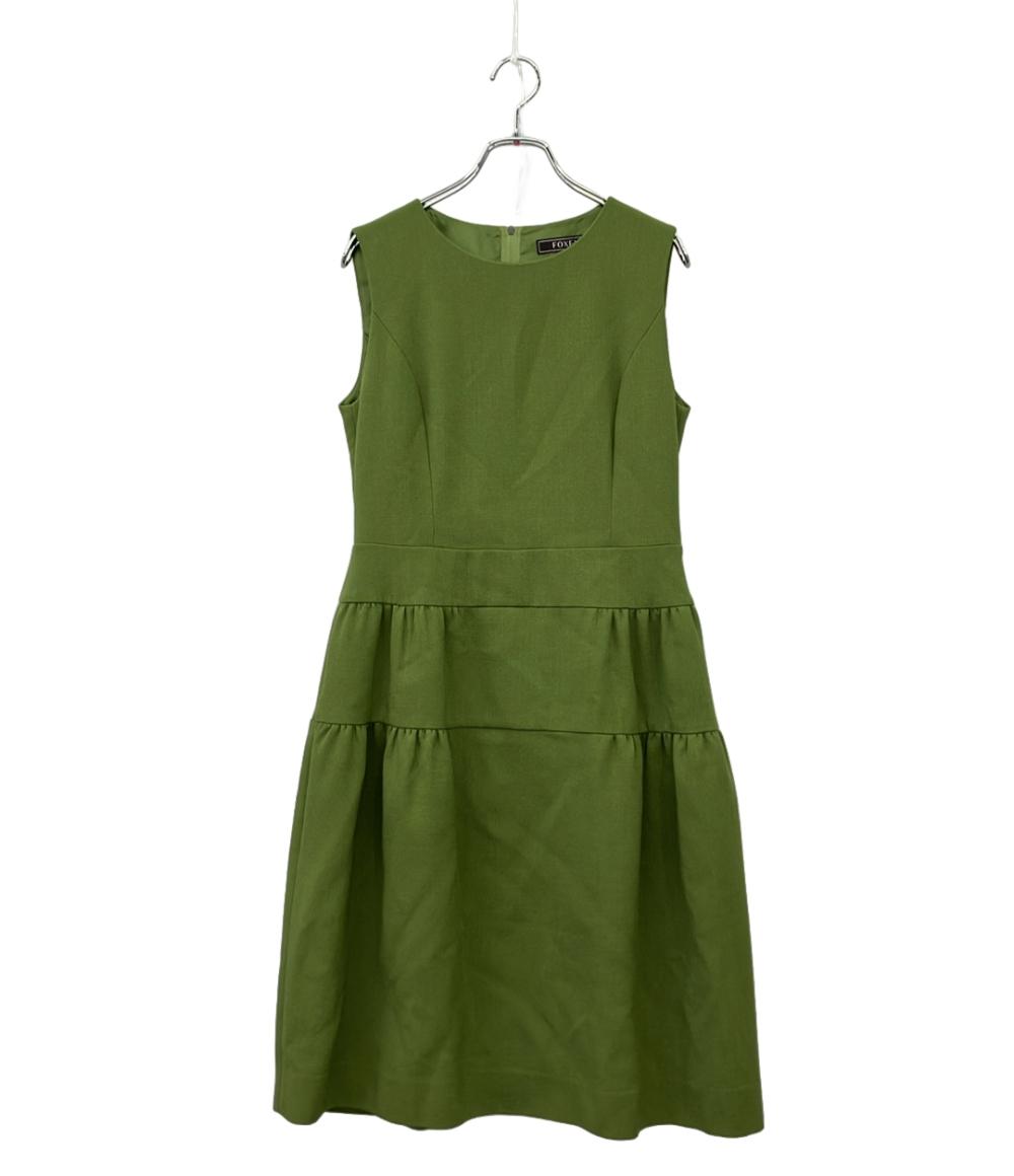 美品★FOXEY/フォクシー ＣＯＬＬＥＣＴＩＯＮ織柄ノースリーブワンピース40 中古・古着通販】FOXEY (フォクシー) ジップアップノースリーブニット