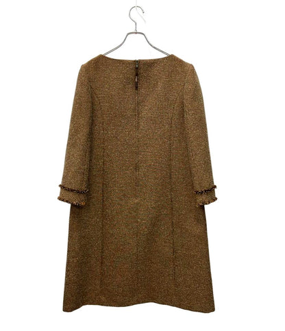 美品 FOXEY NEW YORK 長袖ワンピース Eclat De Nuit Dress 42153--NA00F610IW レディース SIZE 40 (L) フォクシー ニューヨーク