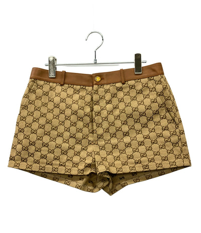 GUCCI レザーショートパンツ GGキャンバス 681154 Z8AV7 レディース SIZE 42 (L) グッチ