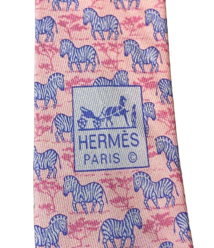 美品 エルメス ネクタイ シルク100% しまうま柄 メンズ HERMES