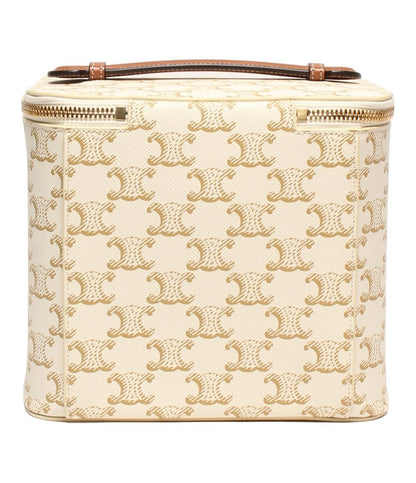 美品 CELINE ハンドバッグ スクエア バニティーケース トリオンフキャンバス&カーフスキン レディース セリーヌ