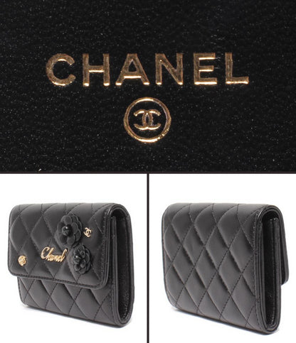 CHANEL コンパクトウォレット ミニ財布 ゴールド金具 27番台 カメリア レディース シャネル