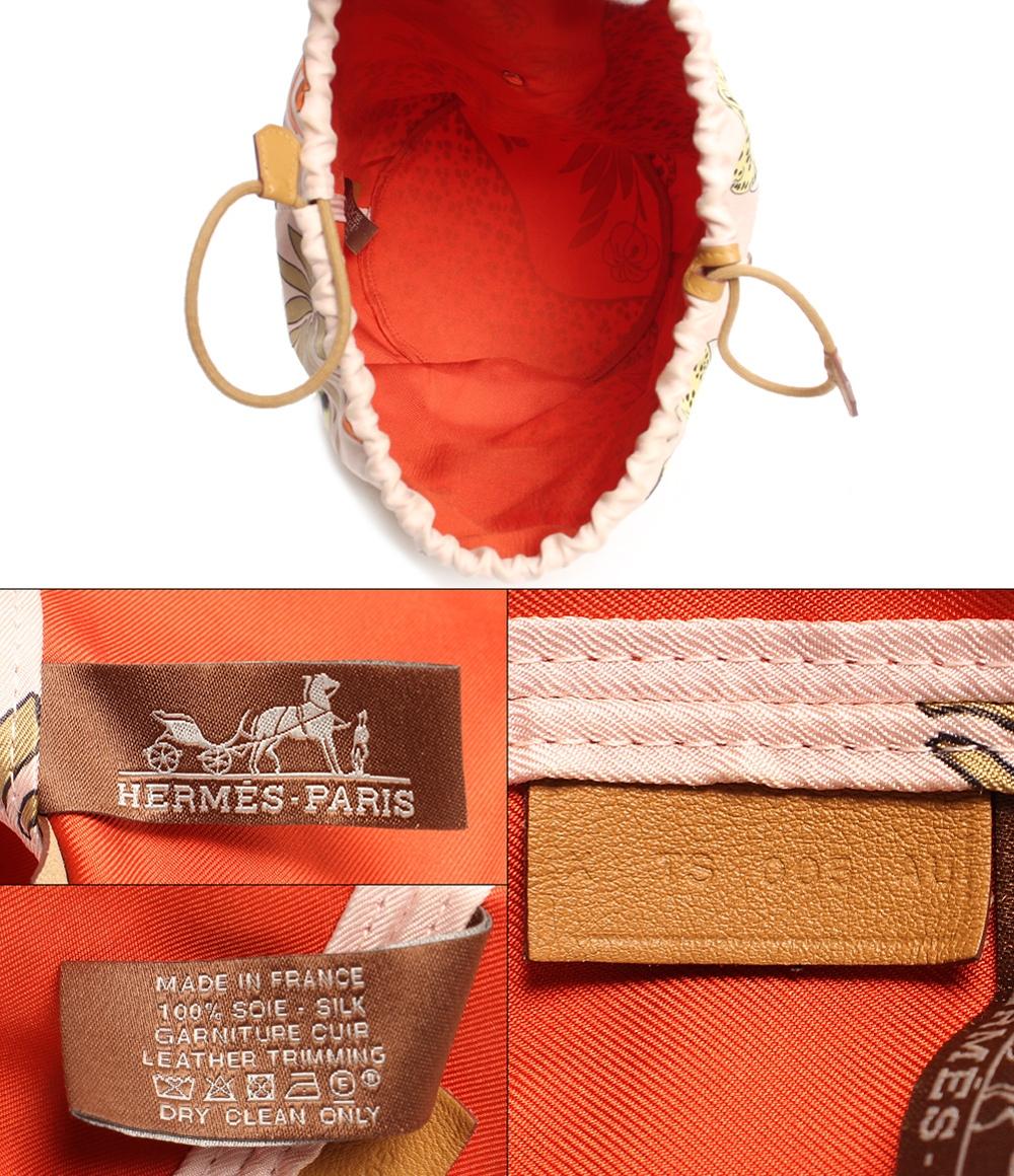 エルメス 2wayハンドバッグ 巾着 X刻印 シルバー金具 ミュザルディーヌ ローズエグランタイン×ゴールド レオパード ヴォーエプソン レディース HERMES