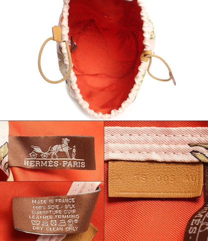 エルメス 2wayハンドバッグ 巾着 X刻印 シルバー金具 ミュザルディーヌ ローズエグランタイン×ゴールド レオパード ヴォーエプソン レディース HERMES