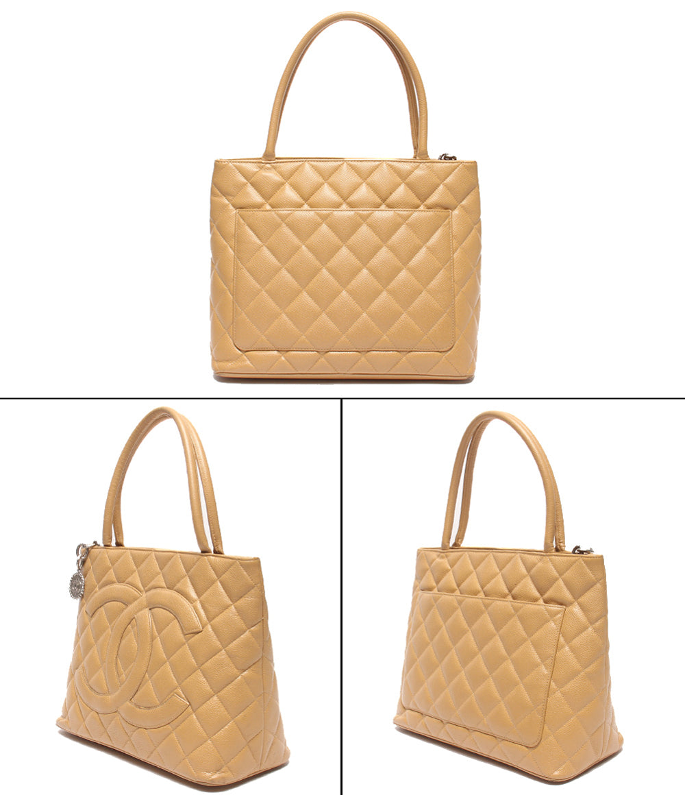 CHANEL トートバッグ シルバー金具 キャビアスキン 復刻トート メダリオン マトラッセ A01804 レディース シャネル