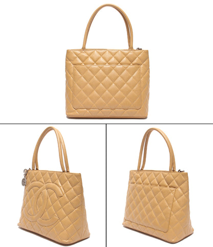 CHANEL トートバッグ シルバー金具 キャビアスキン 復刻トート メダリオン マトラッセ A01804 レディース シャネル