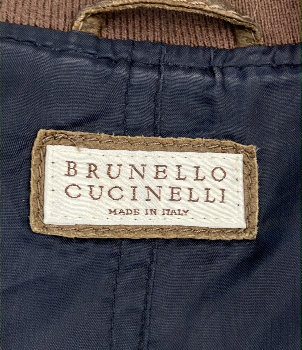 Brunello Cucinelli レザージャケット ブルゾン ダブルジップ DT9225319 メンズ SIZE XS ブルネロクチネリ