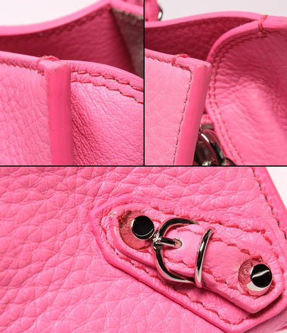 BALENCIAGA 2way ハンドバッグ ショルダーバッグ カーフスキンレザー ネオンピンク ショッキングピンク ペーパー ミニ A6 ジップアラウンド