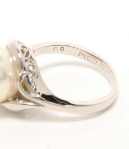 美品 リング 指輪 Pt900 パール 9.5mm ダイヤ 0.09ct レディース SIZE 6号