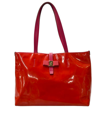 Salvatore Ferragamo トートバッグ パテントレザー リボン ヴァラ AU21 C252 レディース サルヴァトーレフェラガモ