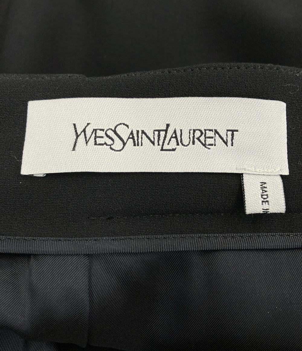 YVES SAINT LAURENT レザー切替スカート レディース イヴ・サンローラン