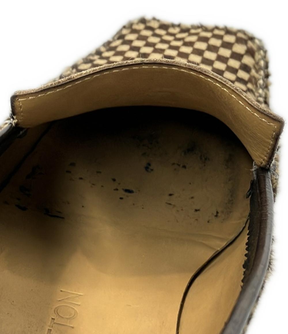 ルイ・ヴィトン スリッポン ローファー スクエアトゥ ダミエ ハラコ BA0052 メンズ SIZE 6 1/2 (S) LOUIS VUITTON