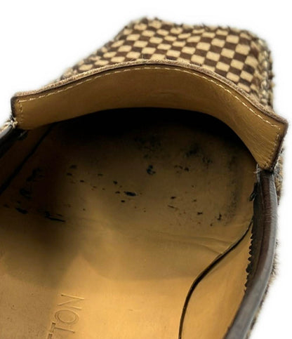 ルイ・ヴィトン スリッポン ローファー スクエアトゥ ダミエ ハラコ BA0052 メンズ SIZE 6 1/2 (S) LOUIS VUITTON