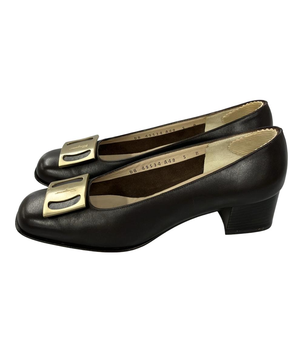 サルヴァトーレフェラガモ パンプス チャンキーヒール 美品 25.5cm