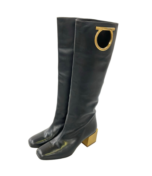 Salvatore Ferragamo ロングブーツ ガンチーニ レディース SIZE 5 1/2 D サルヴァトーレフェラガモ