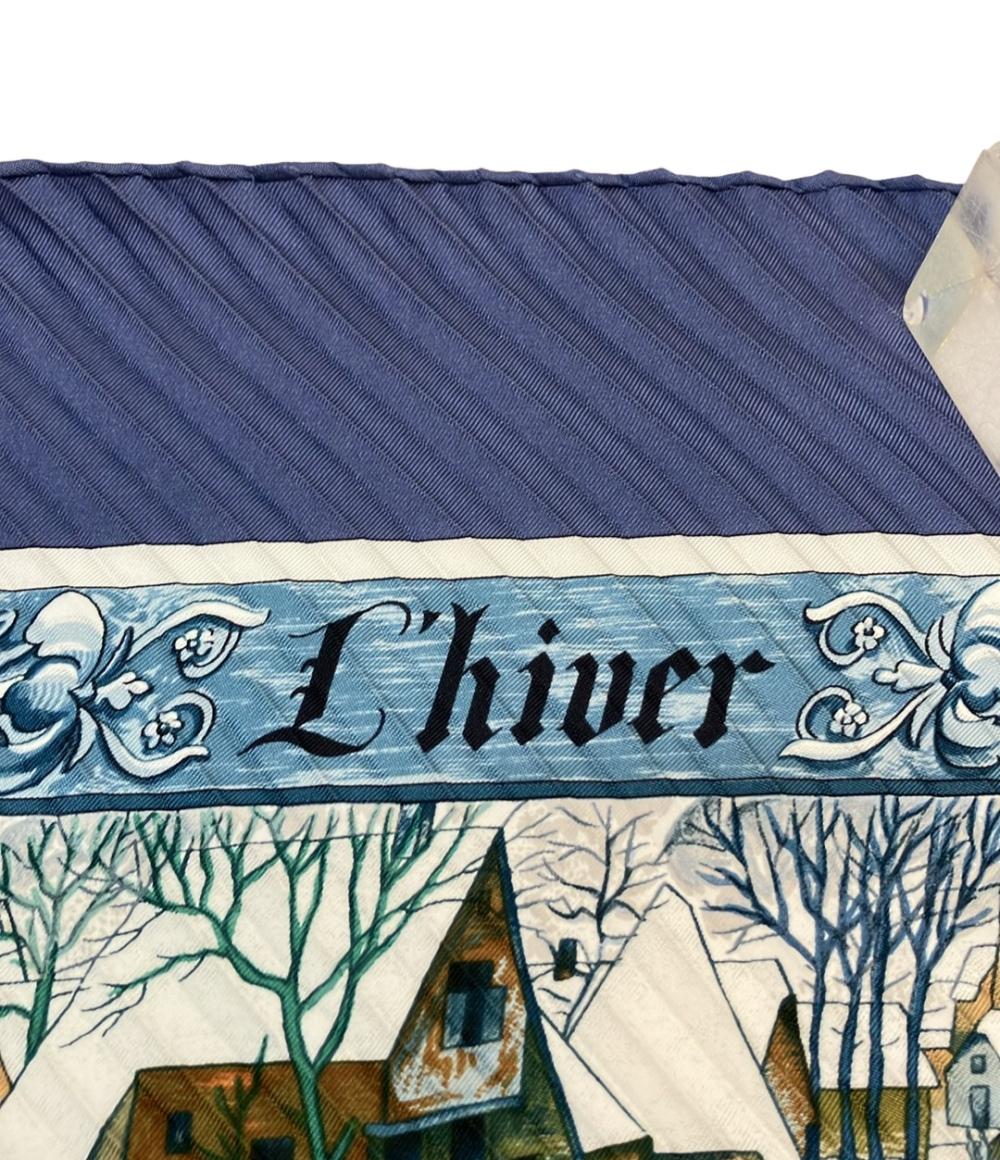 美品 HERMES スカーフ シルク100% プリーツカレ90 Lhiver レディース エルメス