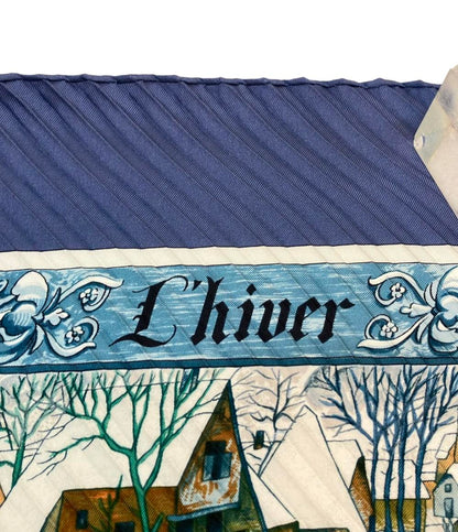 美品 HERMES スカーフ シルク100% プリーツカレ90 Lhiver レディース エルメス