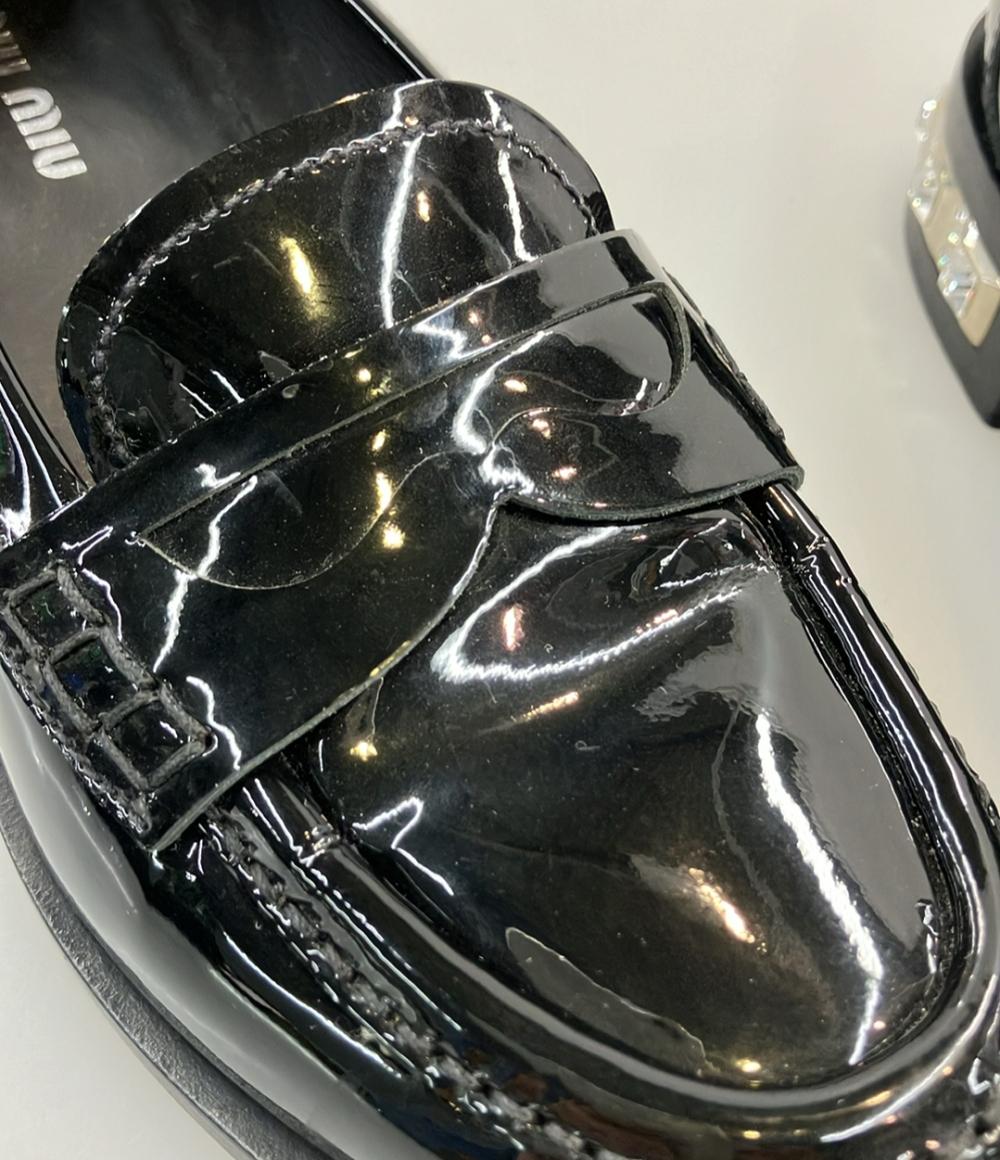Miu Miu コインローファー パテントレザー ビジュー レディース SIZE