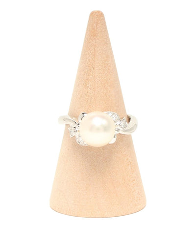 美品 リング 指輪 Pt900 パール8.8mm ダイヤ0.11ct レディース SIZE 11号