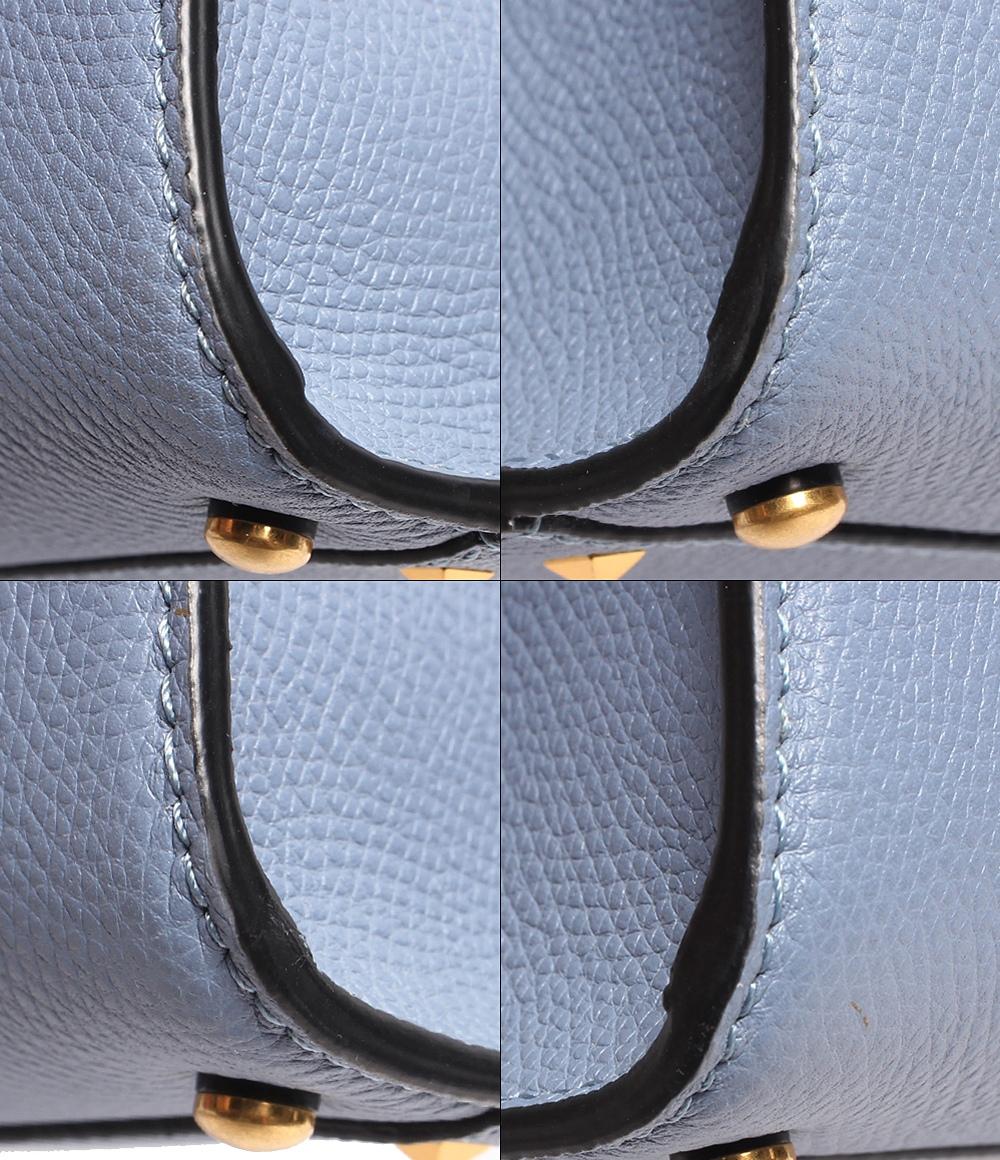 美品 ヴァレンティノ・ガラヴァーニ レザー ハンドバッグ ショルダーバッグ Vスリング スモール ハンドバッグ グレインカーフスキン ナイアガラ