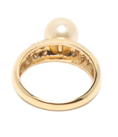 美品 リング 指輪 K18 パール 7.7mm ダイヤ 0.25ct レディース SIZE 10号