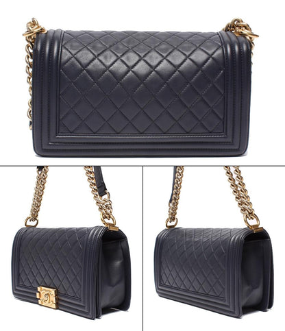 シャネル チェーンショルダーバッグ 肩掛け 斜め掛け ゴールド金具 ラムスキン ココマーク ボーイシャネル25 レディース CHANEL