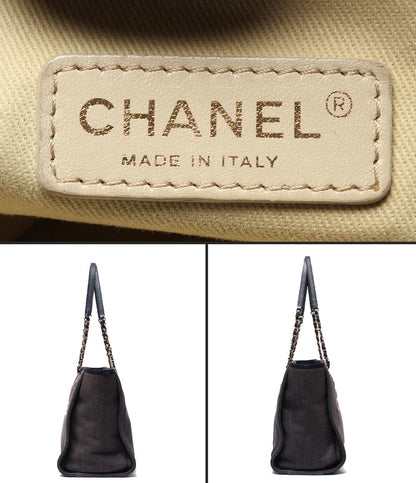 CHANEL トートバッグ チェーンショルダーバッグ 肩掛け ゴールド金具 デニム 17番台 ドーヴィル MM レディース シャネル