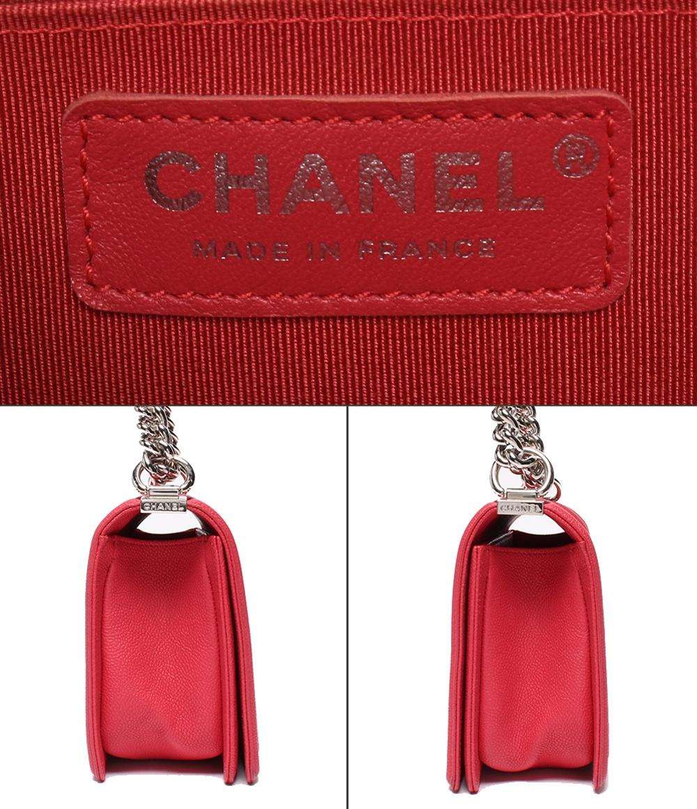 美品 CHANEL チェーンショルダーバッグ シルバー金具 キャビアスキン ボーイシャネル25 レディース シャネル