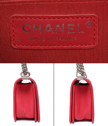美品 CHANEL チェーンショルダーバッグ シルバー金具 キャビアスキン ボーイシャネル25 レディース シャネル