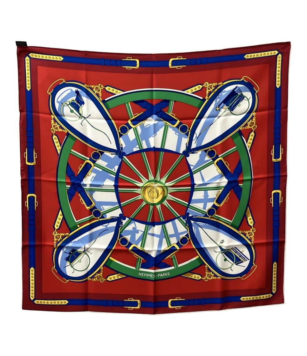 美品 エルメス スカーフ カレ90 シルク100% 自由への車輪 En Roue Libre レディース HERMES