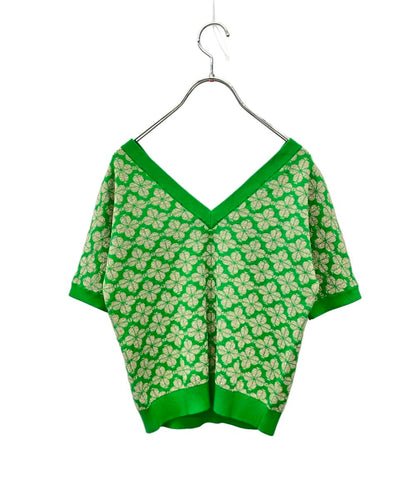 Kate Spade フローラルスペード Vネックニットトップス レディース SIZE XS ケイトスペード
