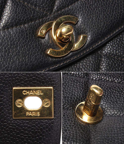 CHANEL チェーンショルダーバッグ ゴールド金具 ダイアナ フラップ マトラッセ ４番台 キャビアスキン レディース シャネル