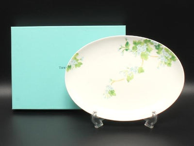 美品 ティファニー オーバルプレート オーバルプラター 皿 26cm リーフ TIFFANY&Co.