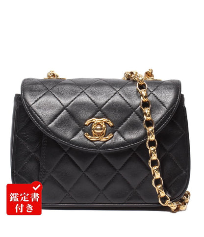 CHANEL チェーンショルダーバッグ ミニマトラッセ ゴールド金具 ラムスキン 2番台 レディース シャネル